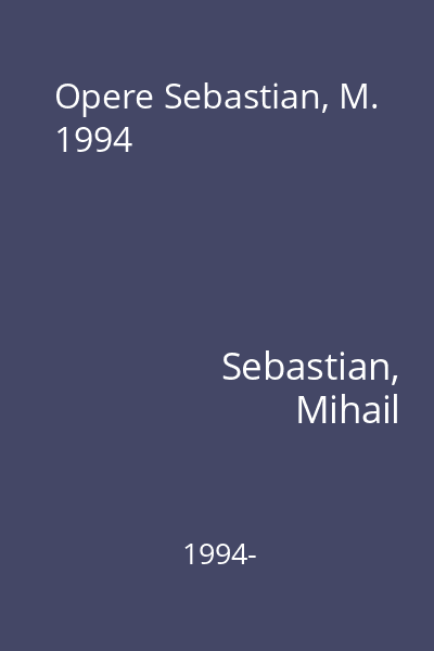 Opere Sebastian, M. 1994