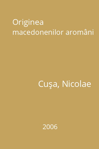 Originea macedonenilor aromâni