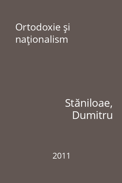 Ortodoxie şi naţionalism