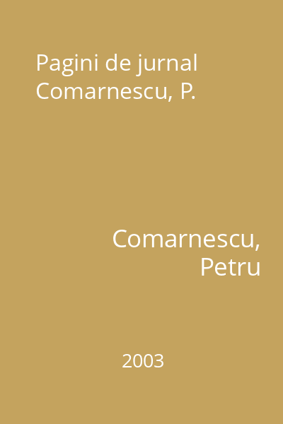 Pagini de jurnal Comarnescu, P.