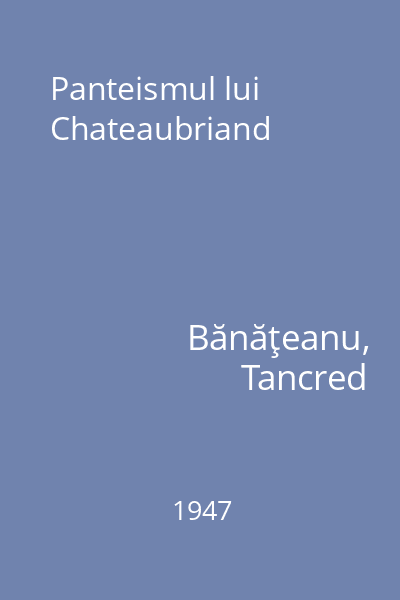 Panteismul lui Chateaubriand