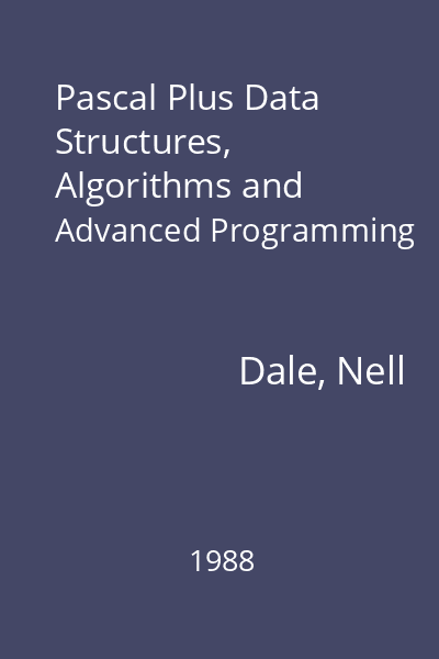 Pascal Plus Data Structures, Algorithms and Advanced Programming