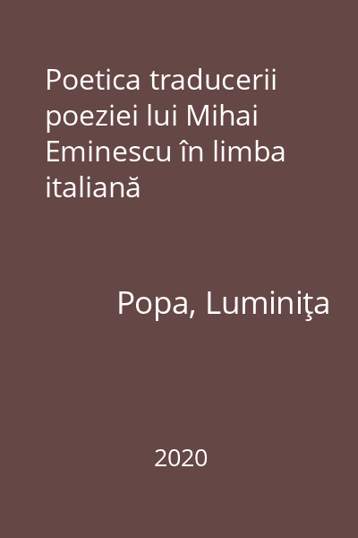 Poetica traducerii poeziei lui Mihai Eminescu în limba italiană