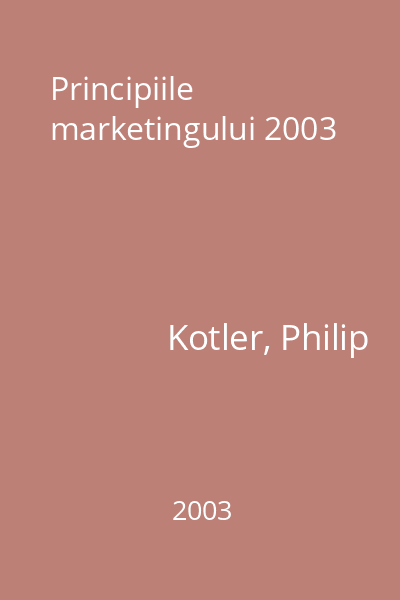 Principiile marketingului 2003