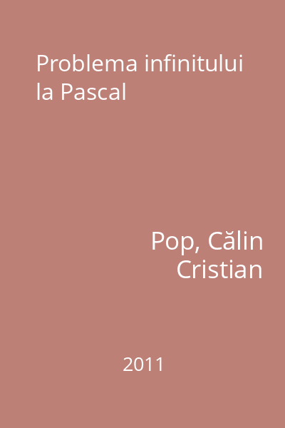 Problema infinitului la Pascal