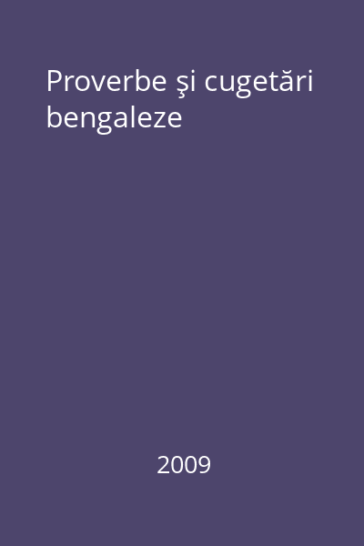 Proverbe şi cugetări bengaleze