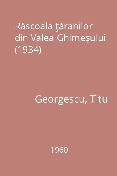 Răscoala ţăranilor din Valea Ghimeşului (1934)