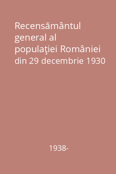 Recensământul general al populaţiei României din 29 decembrie 1930