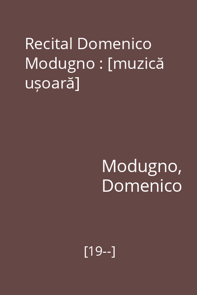 Recital Domenico Modugno : [muzică ușoară]