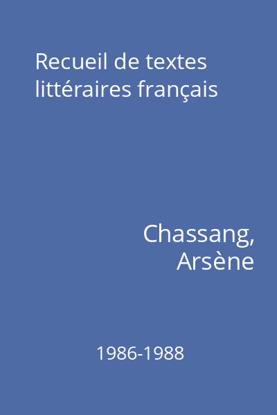 Recueil de textes littéraires français