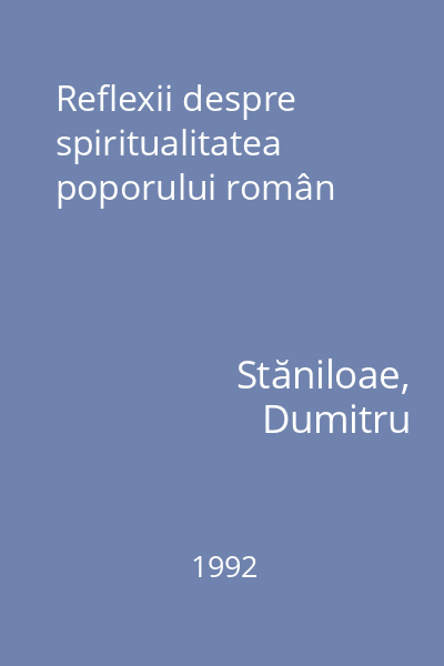 Reflexii despre spiritualitatea poporului român