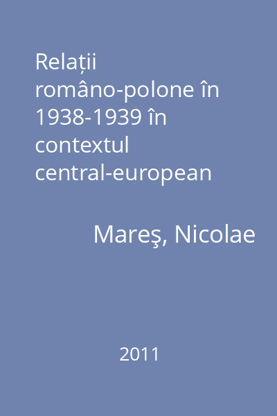 Relații româno-polone în 1938-1939 în contextul central-european