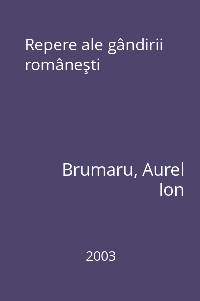 Repere ale gândirii româneşti