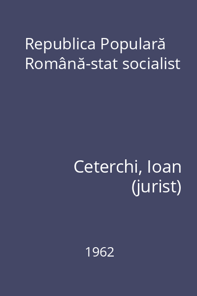 Republica Populară Română-stat socialist