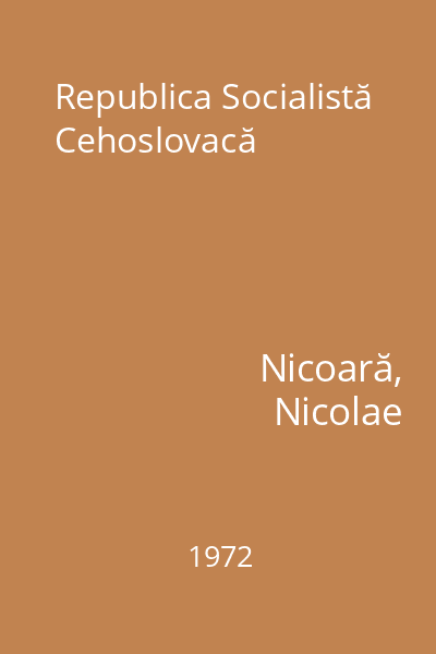 Republica Socialistă Cehoslovacă
