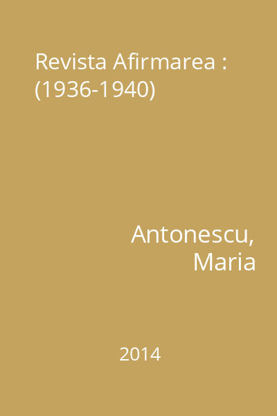 Revista Afirmarea : (1936-1940)