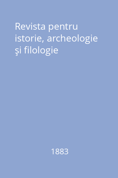 Revista pentru istorie, archeologie şi filologie
