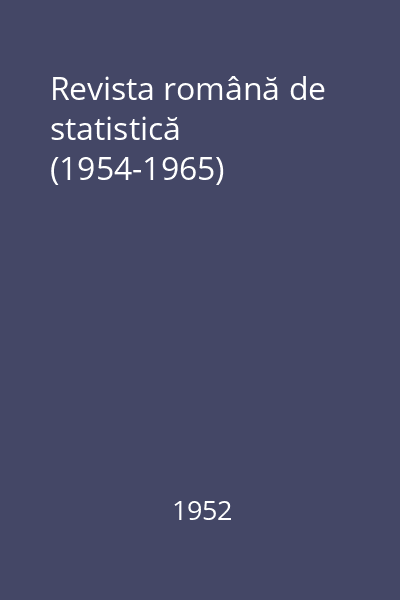Revista română de statistică (1954-1965)