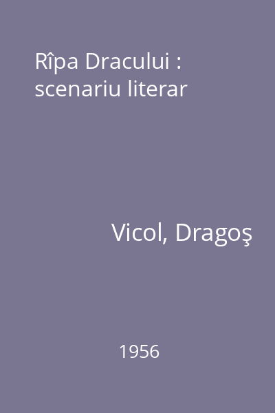 Rîpa Dracului : scenariu literar