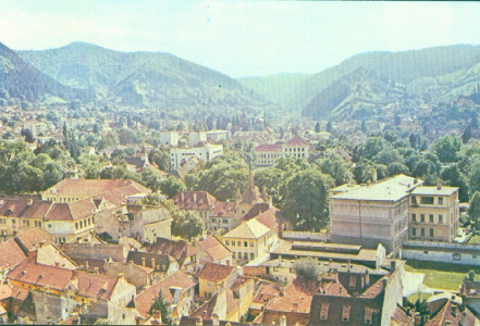 România. Brașov - Vedere din Șchei : [Carte poştală ilustrată]