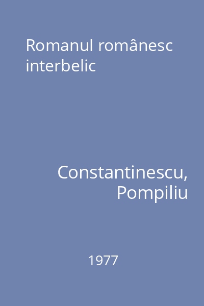 Romanul românesc interbelic