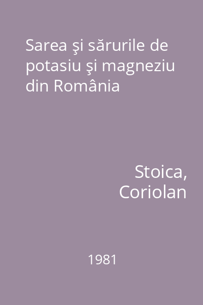 Sarea şi sărurile de potasiu şi magneziu din România