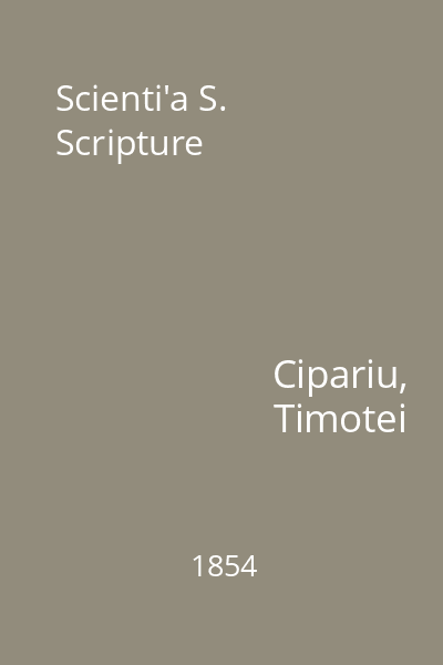Scienti'a S. Scripture