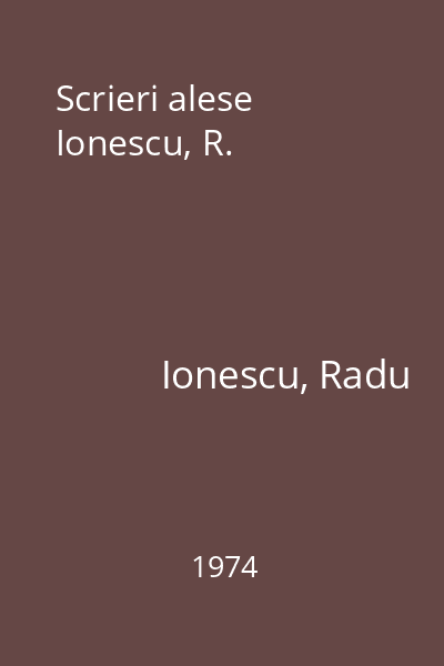 Scrieri alese Ionescu, R.