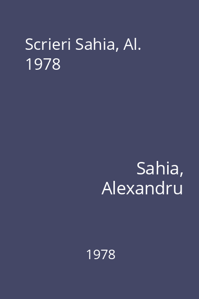 Scrieri Sahia, Al. 1978