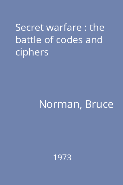 Secret warfare : the battle of codes and ciphers