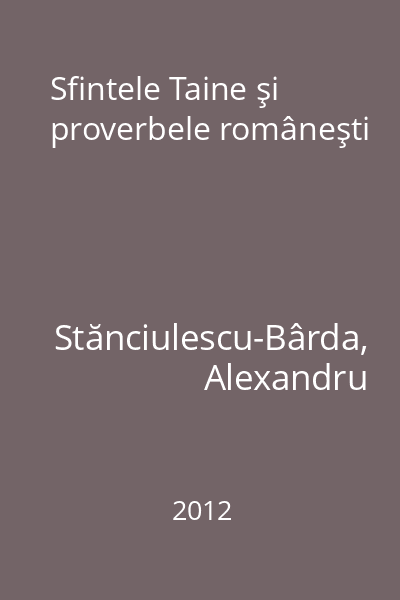 Sfintele Taine şi proverbele româneşti