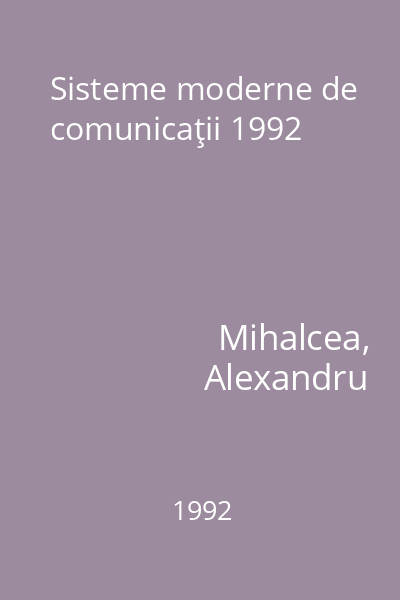 Sisteme moderne de comunicaţii 1992