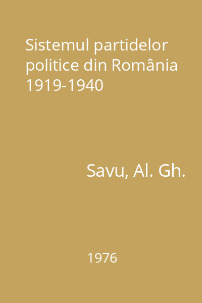Sistemul partidelor politice din România 1919-1940