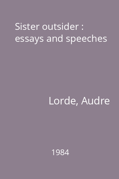 Sister outsider : essays and speeches