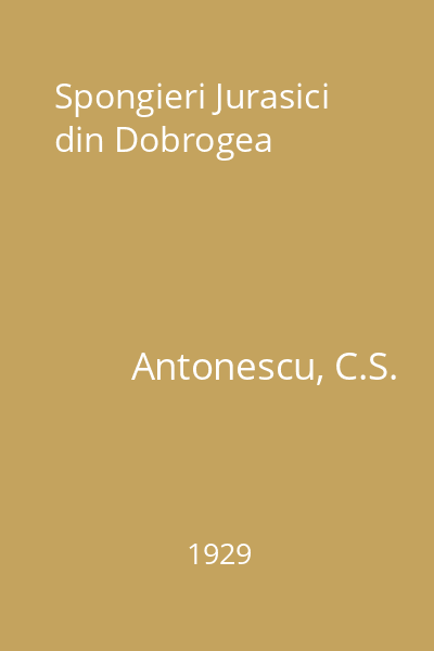 Spongieri Jurasici din Dobrogea