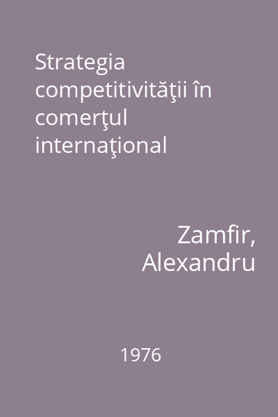 Strategia competitivităţii în comerţul internaţional