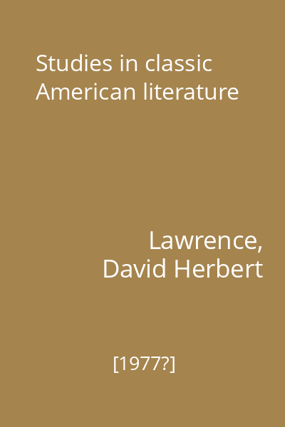 Studies in classic American literature