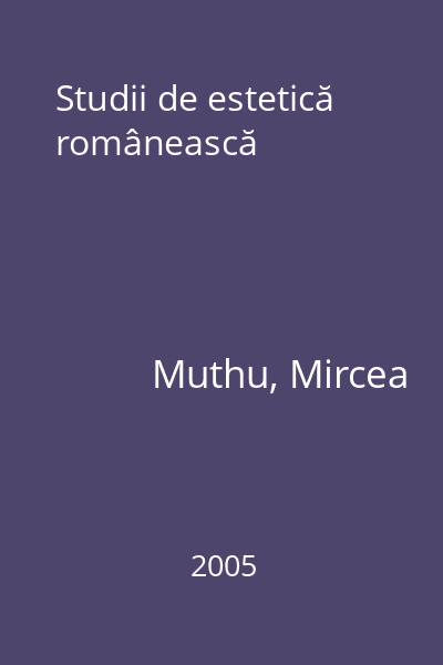 Studii de estetică românească