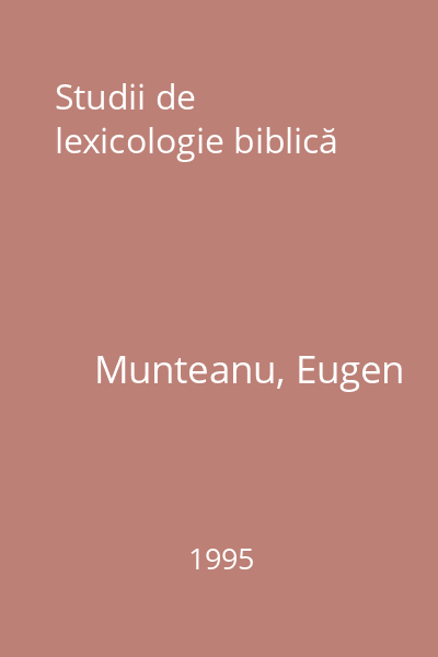 Studii de lexicologie biblică