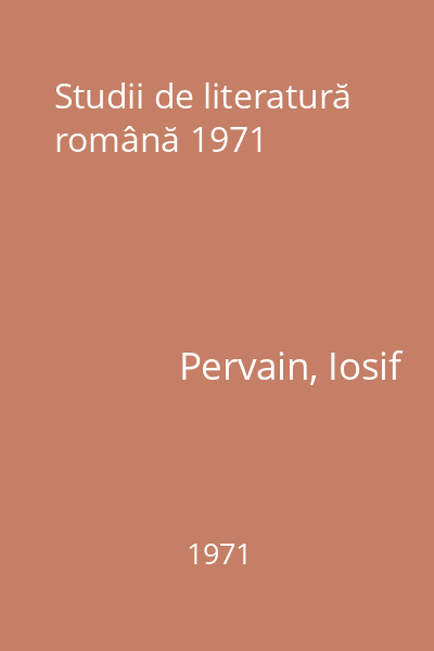 Studii de literatură română 1971