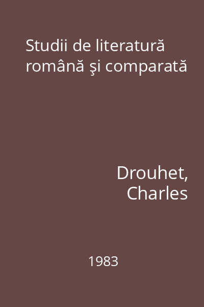 Studii de literatură română şi comparată