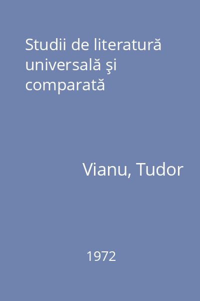 Studii de literatură universală şi comparată