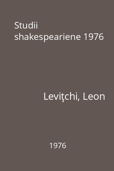 Studii shakespeariene 1976
