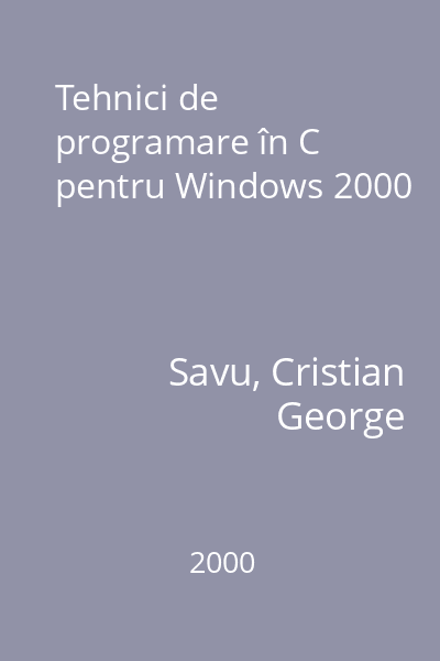 Tehnici de programare în C pentru Windows 2000