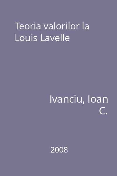 Teoria valorilor la Louis Lavelle