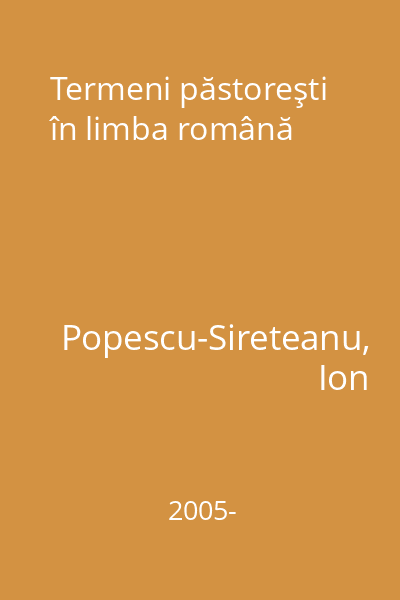 Termeni păstoreşti în limba română