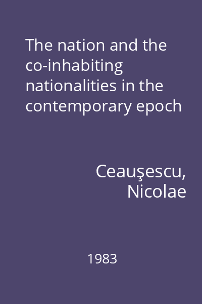 The nation and the co-inhabiting nationalities in the contemporary epoch