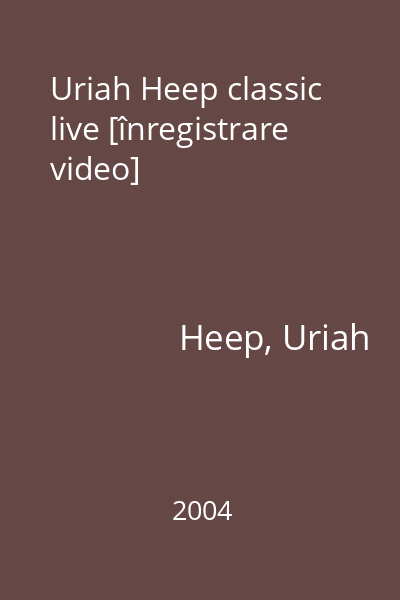 Uriah Heep classic live [înregistrare video]