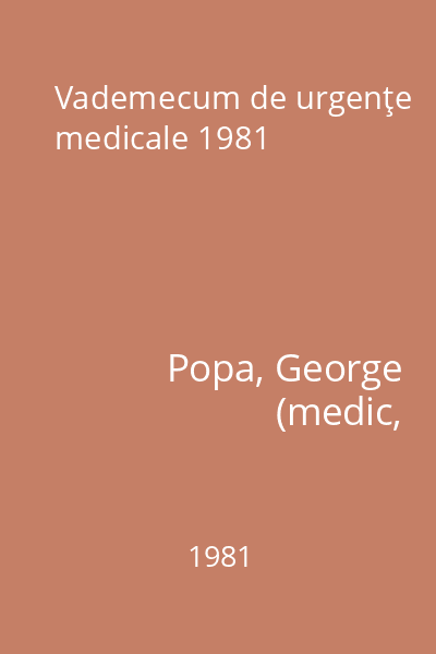 Vademecum de urgenţe medicale 1981