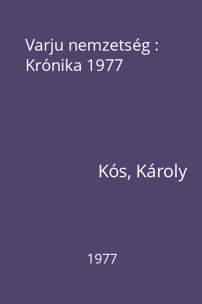 Varju nemzetség : Krónika 1977